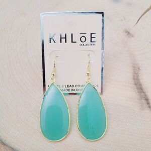 Brand New Khloe Gold & Jade Colour Earrings